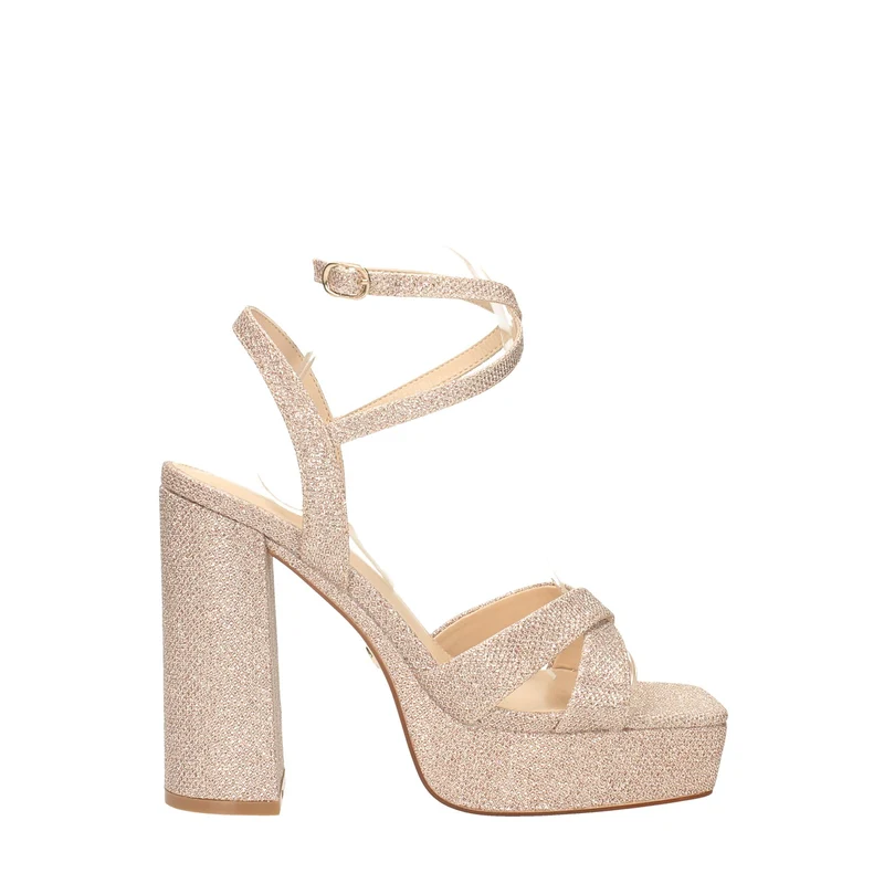 Sandali in tessuto glitterato. Tacco alto 12cm