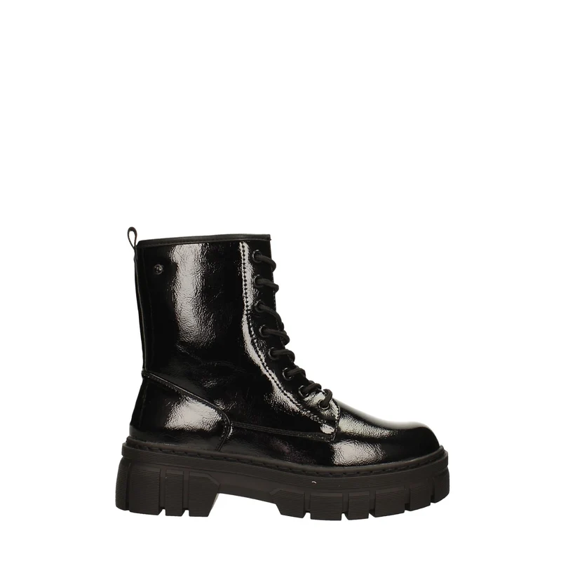 Anfibi in vernice con suola platform. Tacco alto 5cm