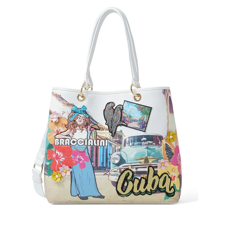 Shopping Bag BRACCIALINI linea Cartoline stampa Cuba