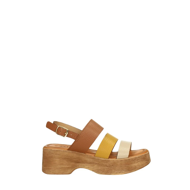 Sandali con zeppa in vera pelle. Made in Italy. Tacco alto 5.5 cm