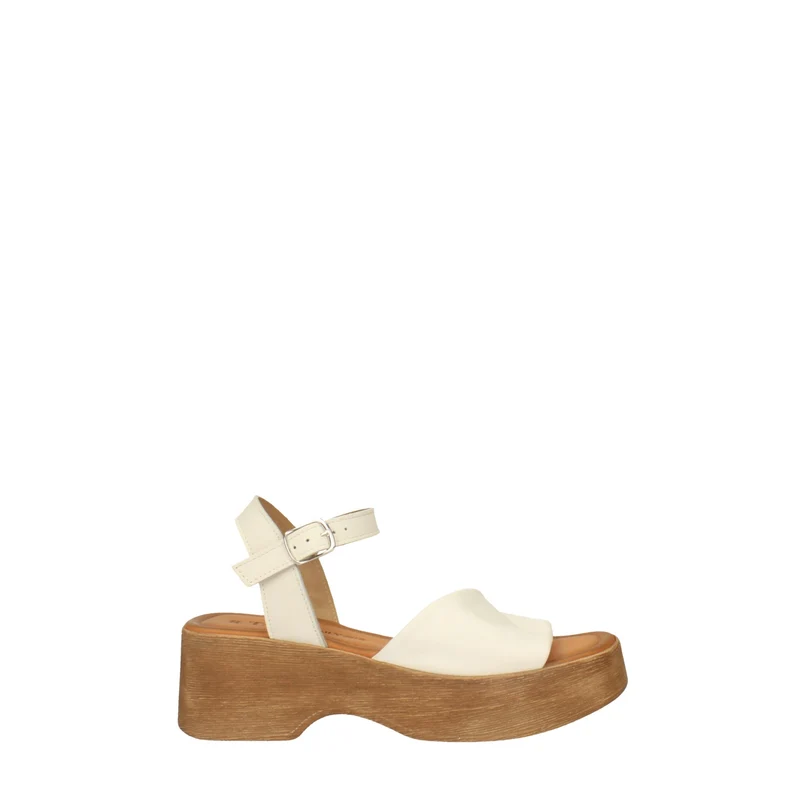 Sandali con zeppa in vera pelle. Made in Italy. Tacco alto 6cm