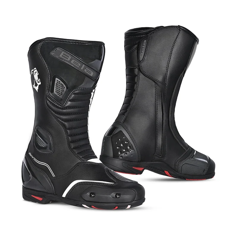 BELA STRIP SPORTIVO PELLE STIVALI DI MOTO NERO BIANCO