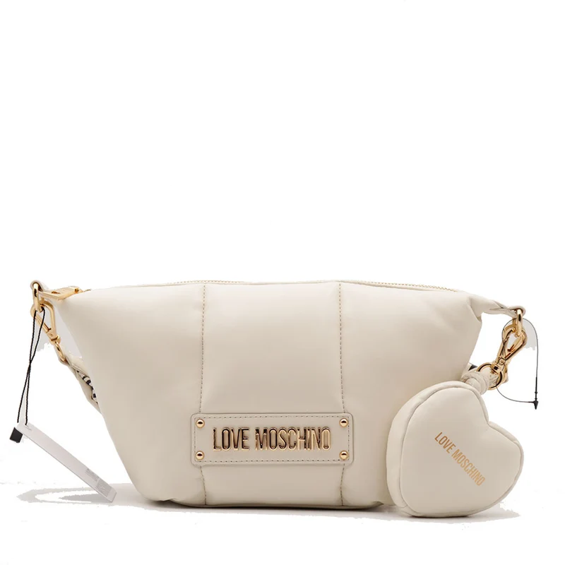 Borsa a Spalla LOVE MOSCHINO linea Puffy Logo Trapuntata Imbottita Avorio