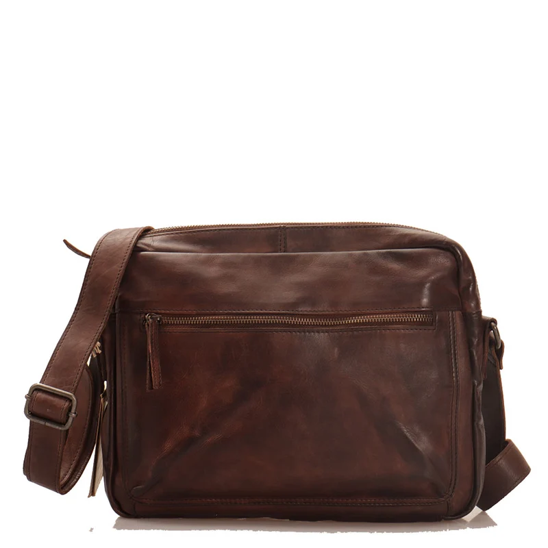 Messenger Uomo con Zip GIANNI CONTI in Pelle Marrone