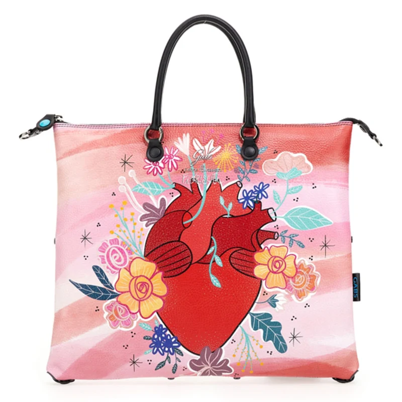 Borsa Donna a Mano con Tracolla GABS G3 PLUS Trasformabile in Pelle stampa Fiorisciti Medium