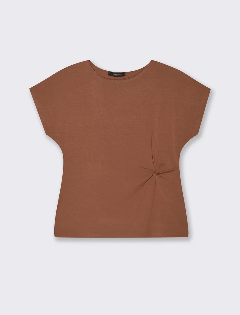 Tshirt con nodo in viscosa - Marrone tabacco