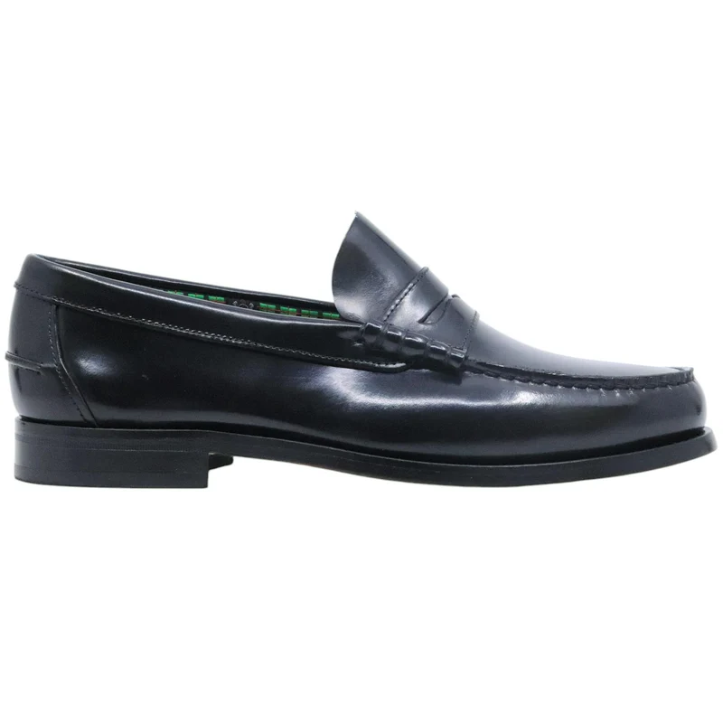 Saxone of Scotland Coll 30 mocassino uomo in pelle Black Shiny fondo cuoio
