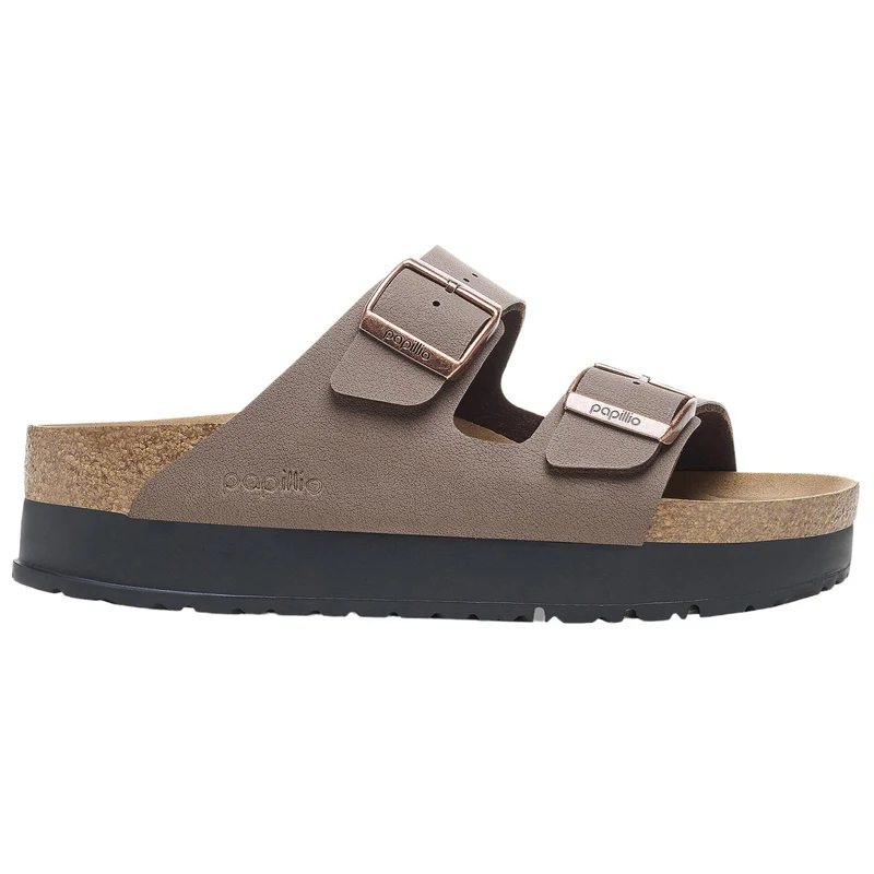 Birkenstock Arizona Papillio Flex Platform 1027417 sandalo donna doppia fibbia vegan mocca platform