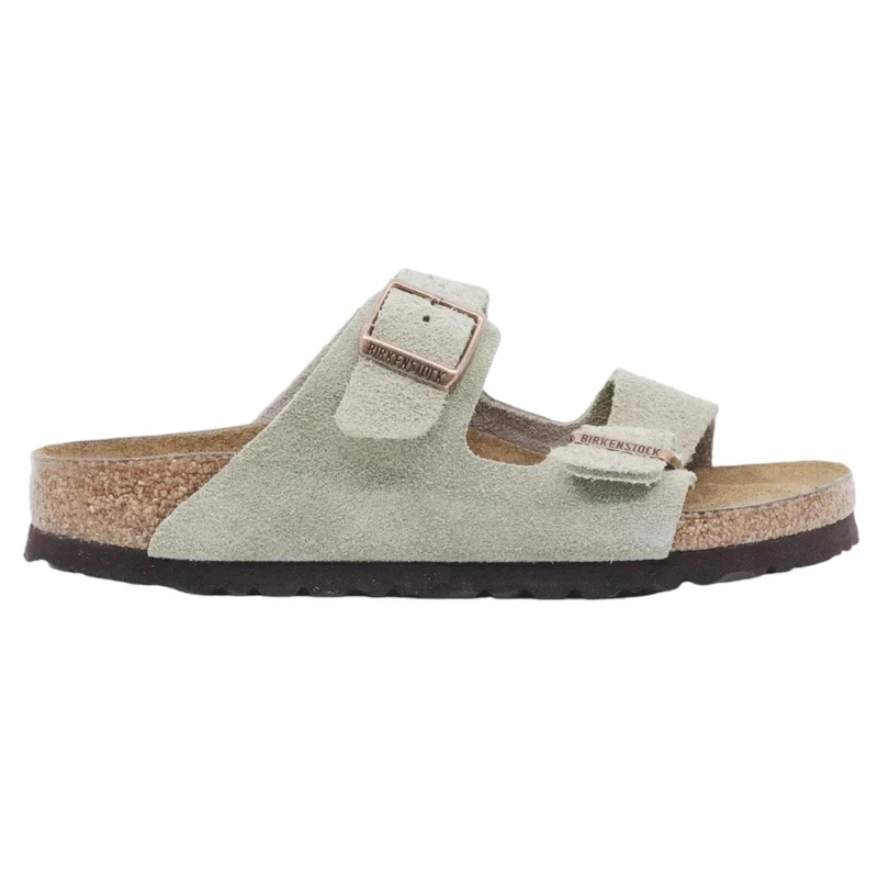 Birkenstock Arizona Suede Taupe sandalo doppia fibbia Narrow Fit