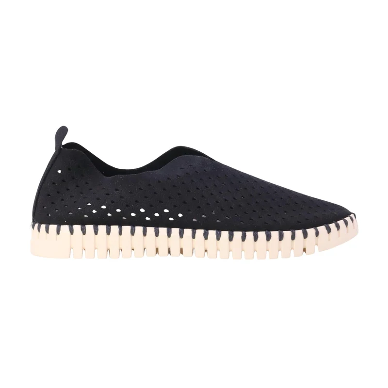 Ilse Jacobsen Tulip 3275 mocassino slip-on donna in microfibra riciclata nera traforata
