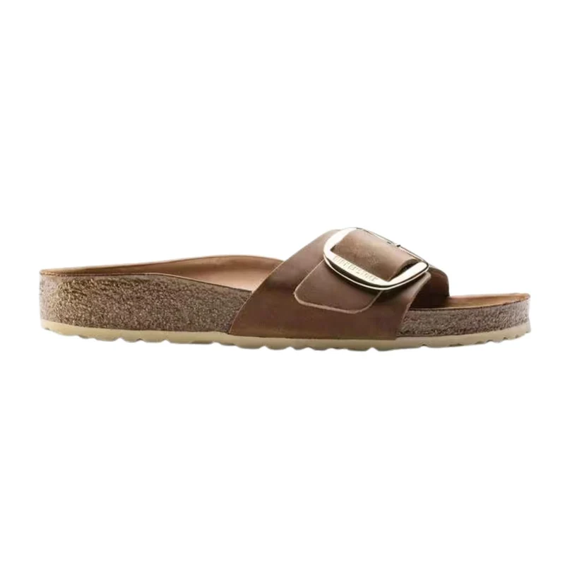 Birkenstock Madrid Big Buckle pelle oliata Cognac sandalo donna narrow fit
