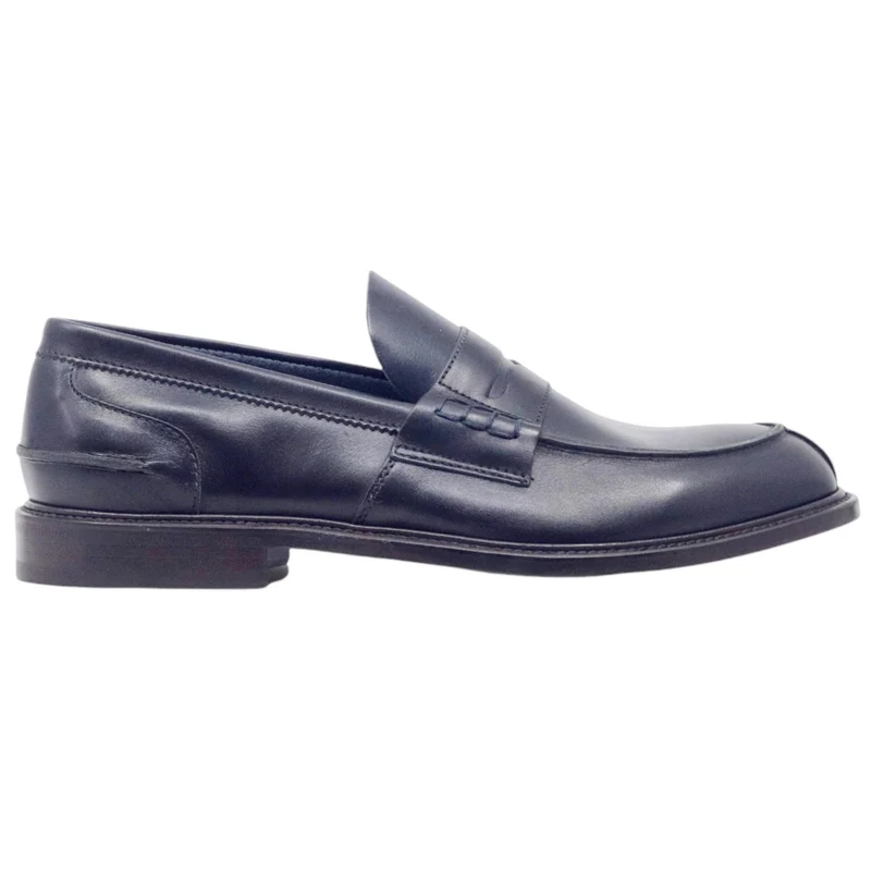 Douglas 784 Princess mocassino uomo in pelle blu con suola in cuoio