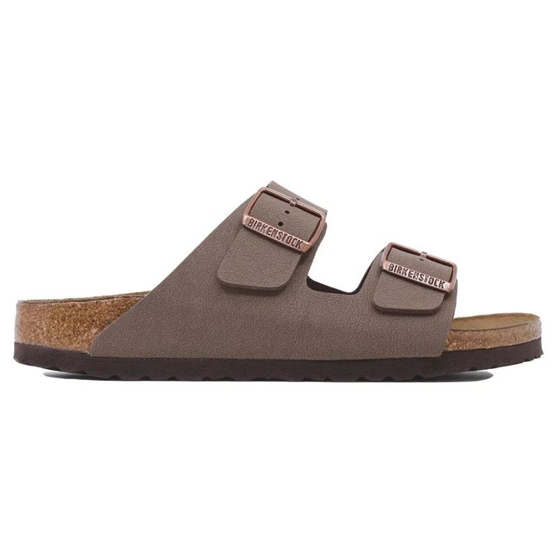 Birkenstock Arizona Birkibuc Mocca sandalo doppia fascia Narrow Fit