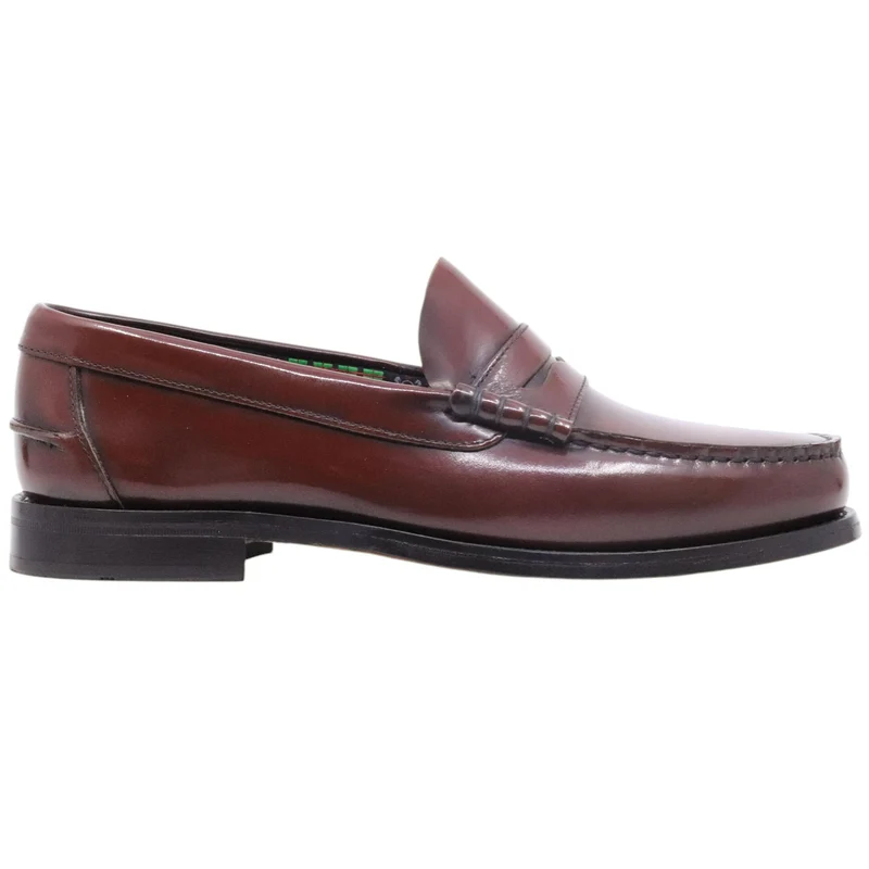 Saxone of Scotland Coll 29 mocassino uomo in pelle Burgundy Shiny fondo cuoio