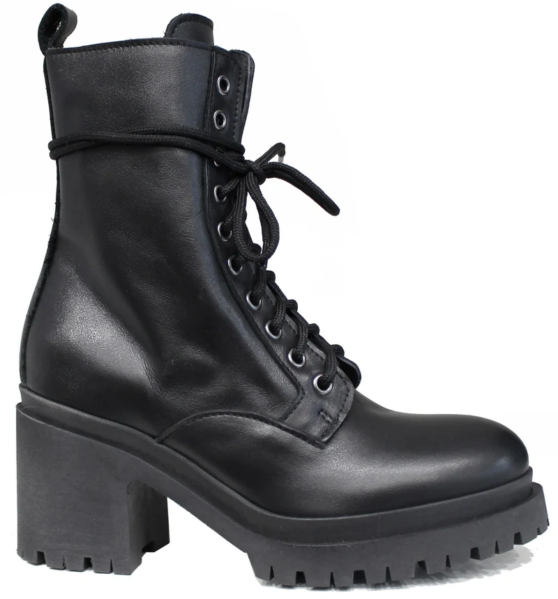 |ANFIBIO CON TACCO DONNA ACS PELLE NERA|