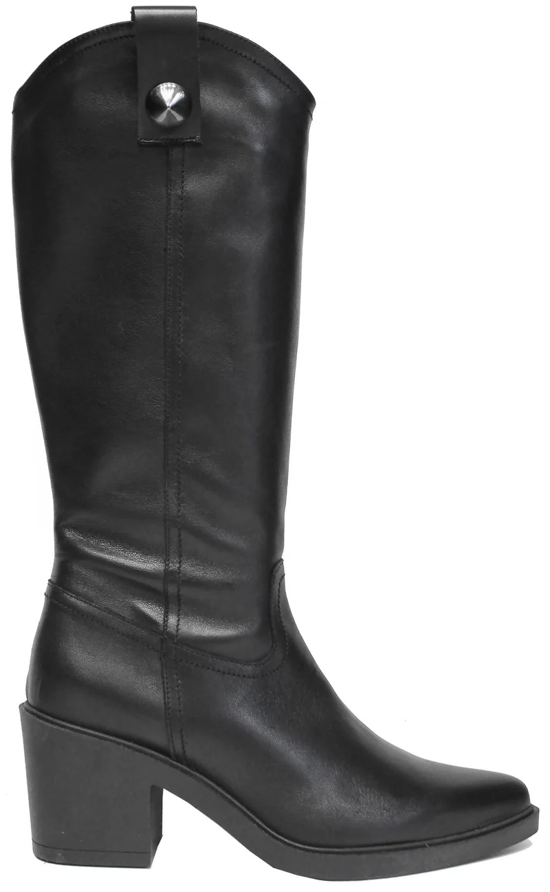 |STIVALE DONNA A PUNTA ACS PELLE NERA|