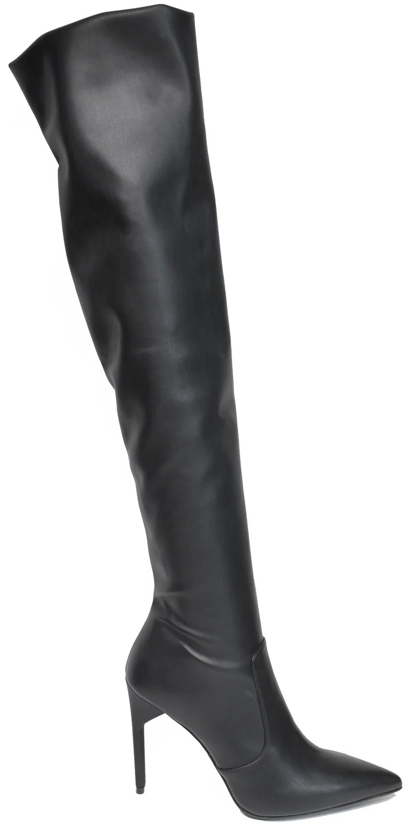 |STIVALE ELASTICIZZATO CON TACCO PELLE NERA|