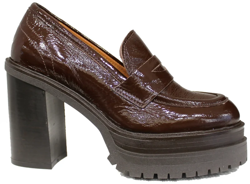 |MOCASSINO CON TACCO DONNA ACS PELLE MOKA|
