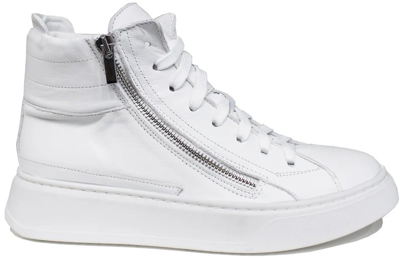 |SNEAKER ALTA DONNA ACS PELLE BIANCA|