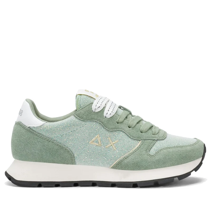 Scarpe Donna Sun68 Sneakers Ally Glitter Textile Colore Verde Salvia - Z36203