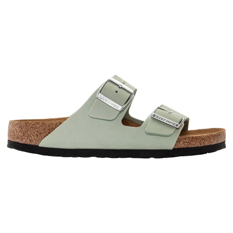 Birkenstock Arizona SFB Matcha Nubuck Leather sandalo verde chiaro Narrow Fit