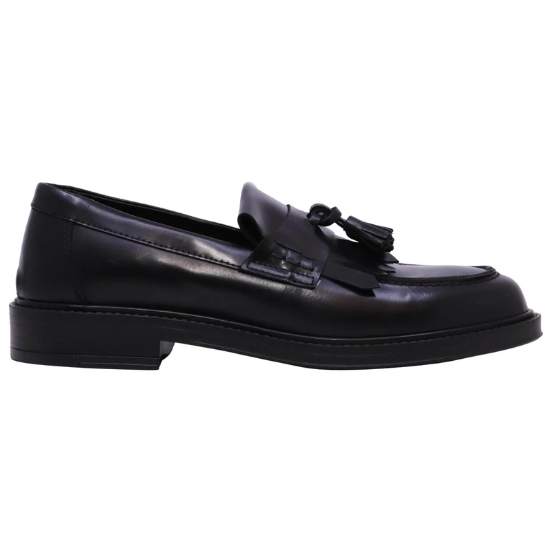 Pawelk's 25442 mocassino uomo in pelle nera con nappine