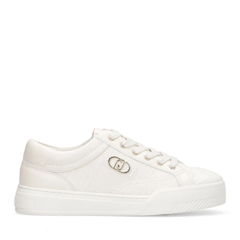 Sneakers Donna LIU JO Benson 01 in Tessuto color Latte con Logo Monogram