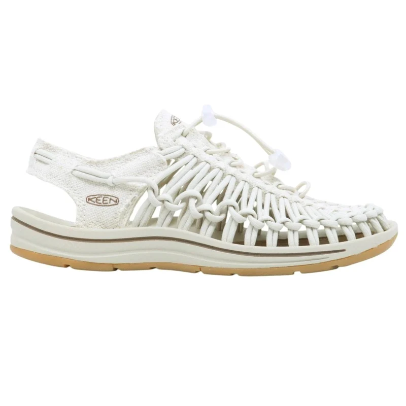 Sandalo donna Keen Uneek 1026231 con elastico bianco e suola in gomma beige