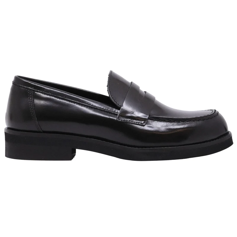 Ranyé 250 Abrasivato Nero mocassino donna in pelle spazzolata nera Made in Italy