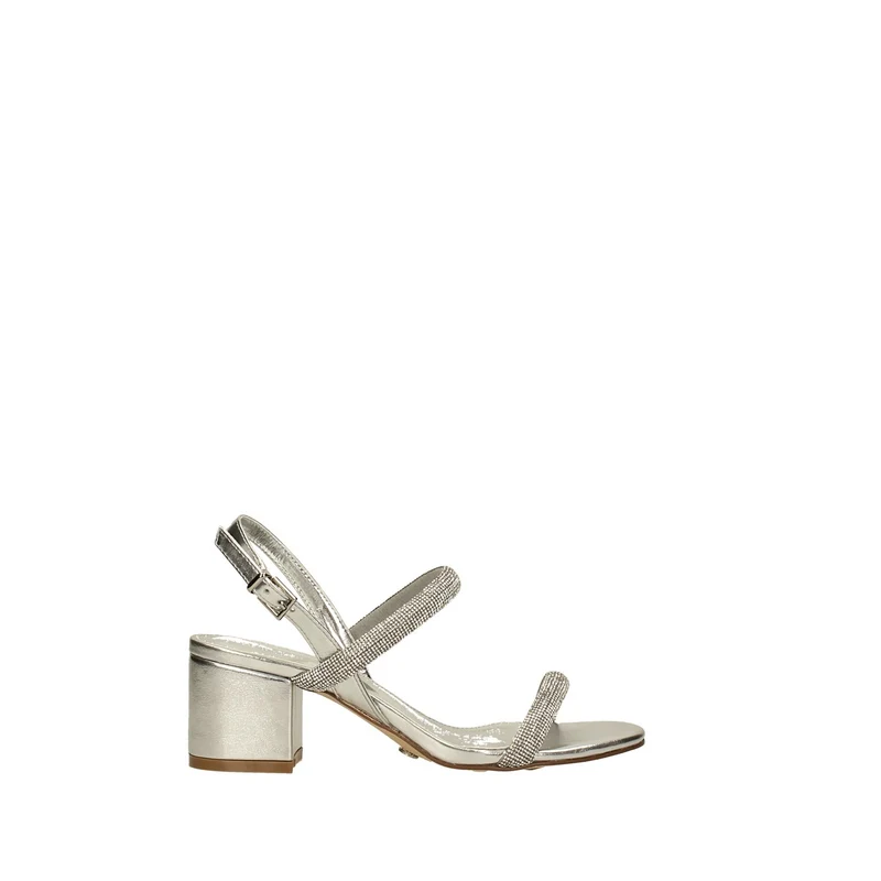 Sandali con due fasce e strass. Tacco alto 6cm
