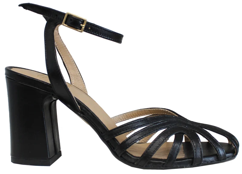 |SANDALO CON TACCO ACS PELLE NERA|