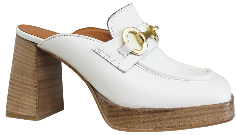 |SABOT DONNA CON TACCO ACS PELLE BIANCO|
