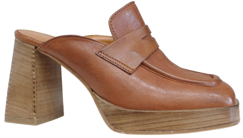 |SABOT DONNA CON TACCO ACS PELLE CUOIO|