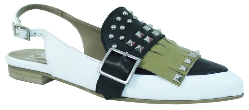 |MULE DONNA PELLE BIANCO/NERA|