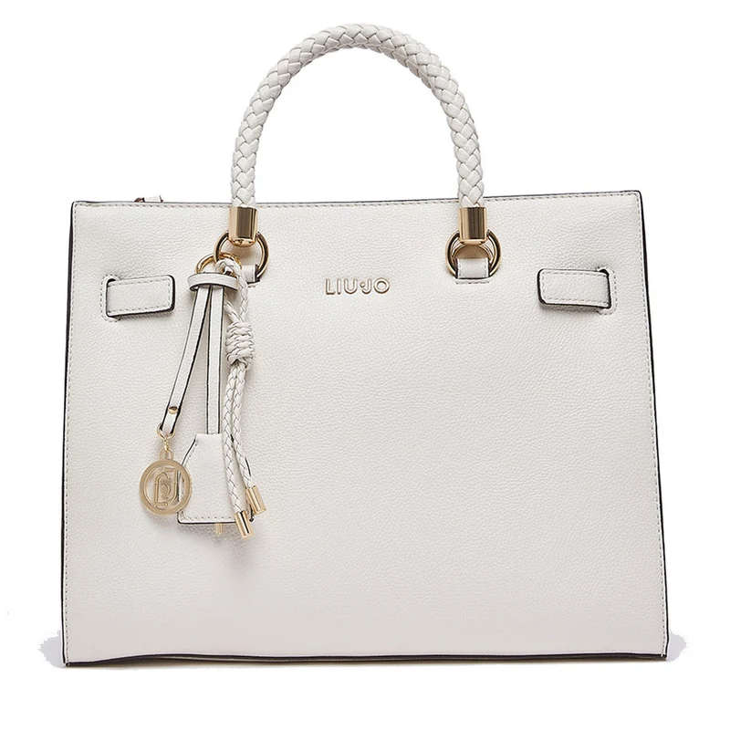 Borsa Donna a Mano Media LIU JO Better effetto Bottalato color Crema con Charm