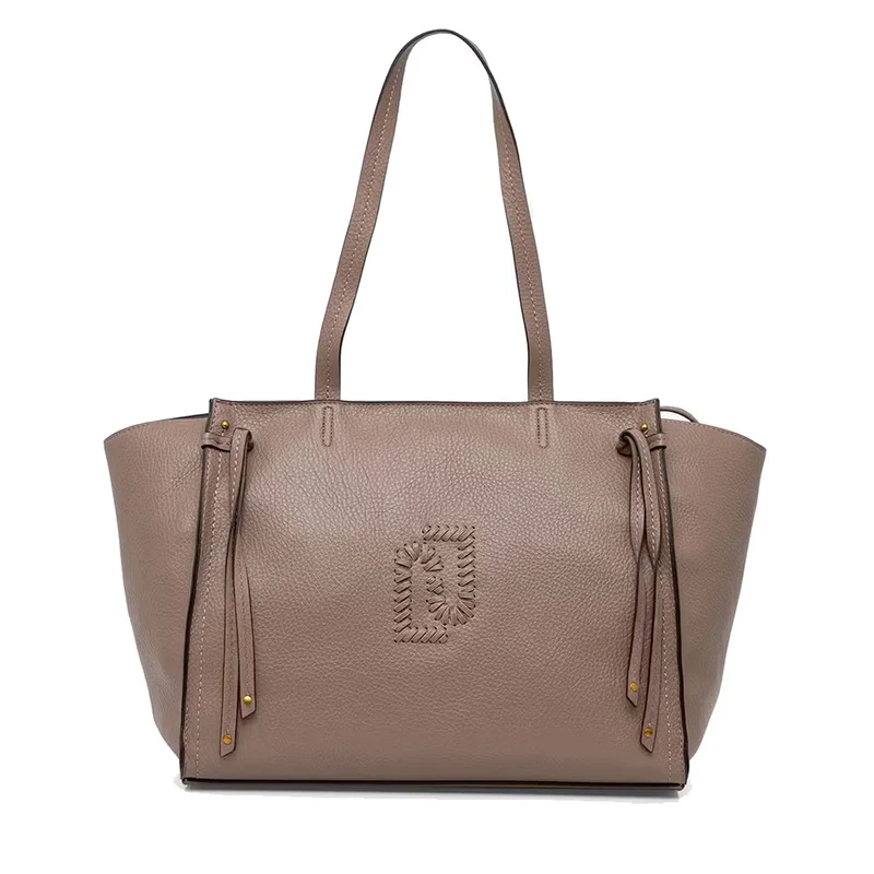 Tote Bag Large Donna LIU JO effetto Bottalato Marrone con Logo Ricamato