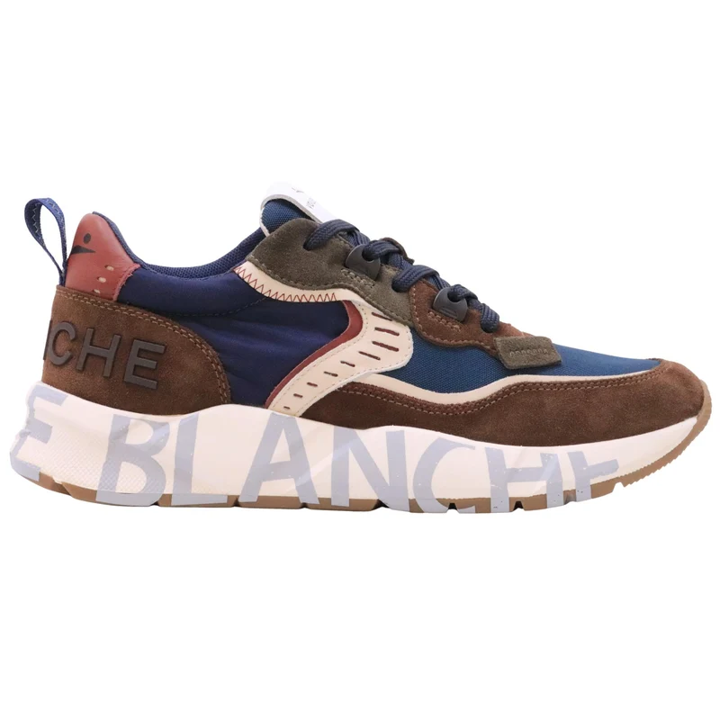 Voile Blanche Club01 sneaker uomo suede e tessuto marrone e navy