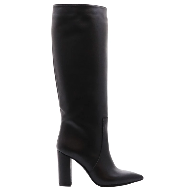 Ranyé 1000 Vitello Nero stivale donna in pelle nera tacco 9 cm