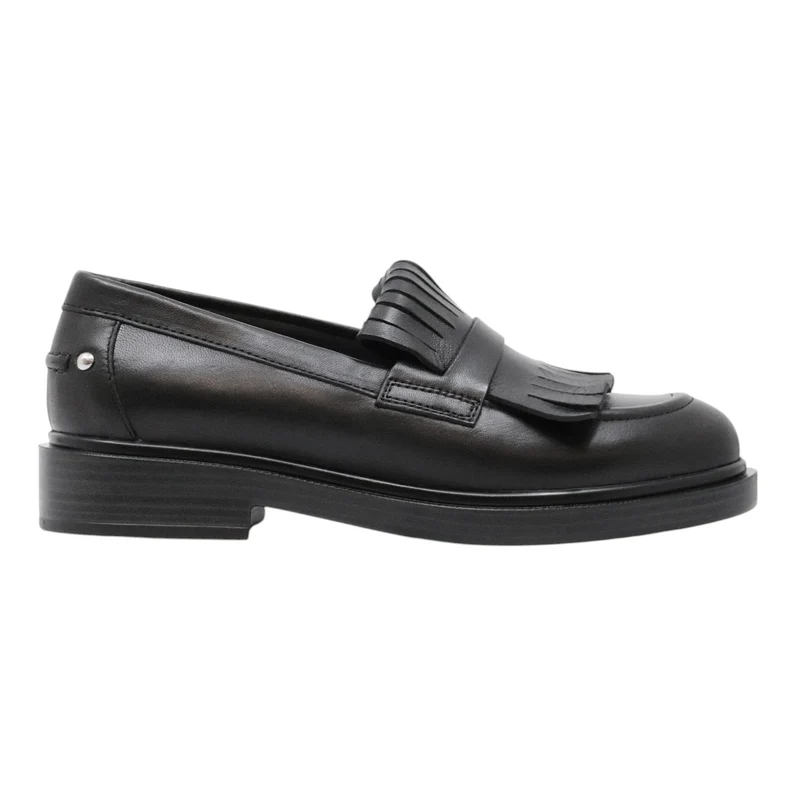Triver Flight 709-33 Glove Nero mocassino donna in pelle nera con frange