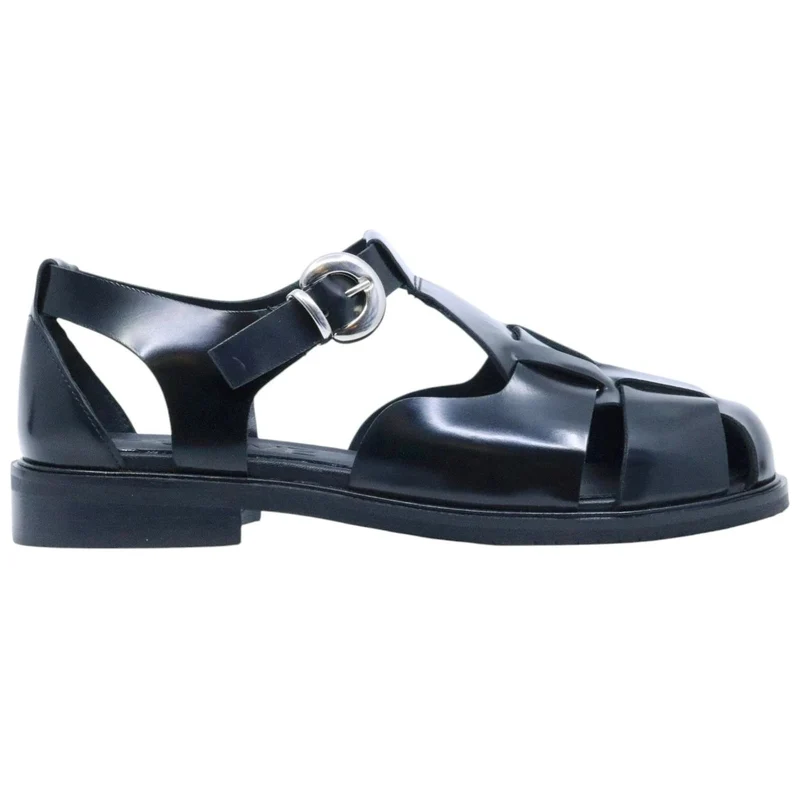 Sandalo donna Poeve JPG50 in pelle lucida nera