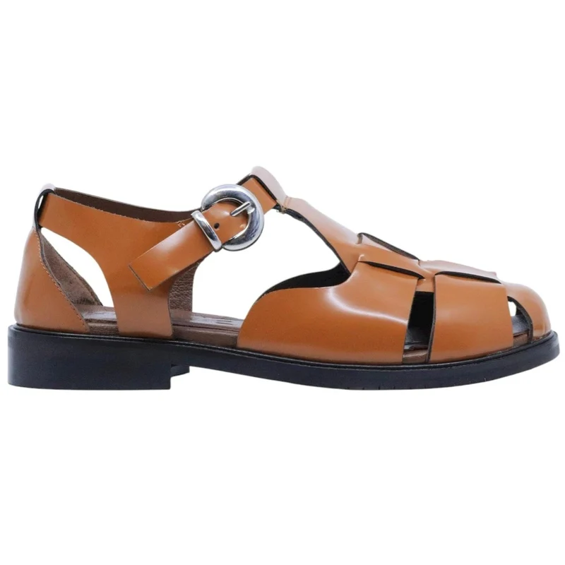 Sandalo donna Poeve JPG50 in pelle lucida cuoio