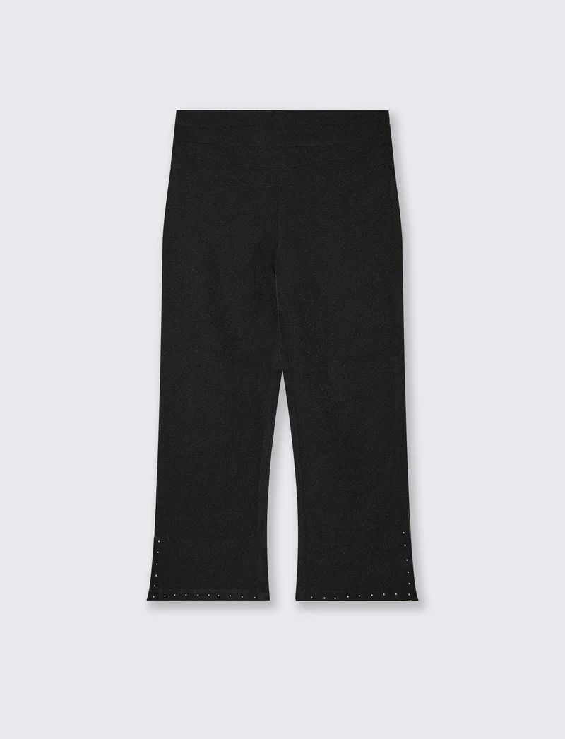 Leggings da bambina con spacchetti e borchie - Nero