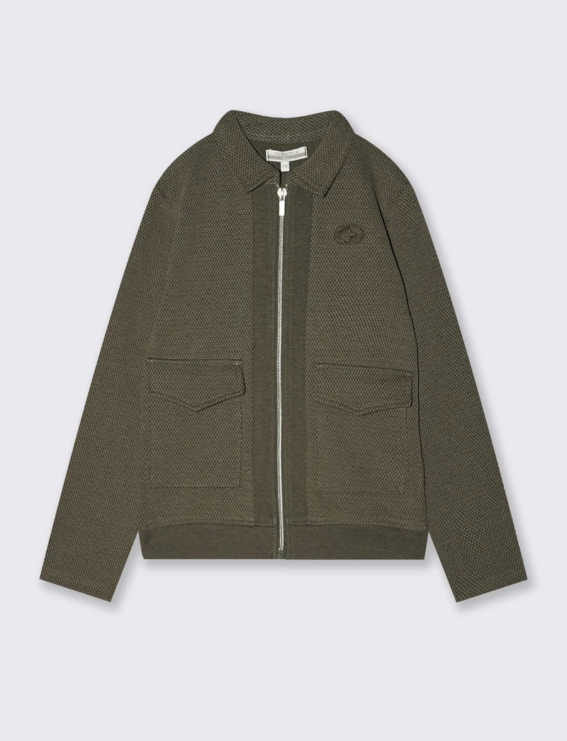 Felpa con colletto in misto cotone - Verde militare