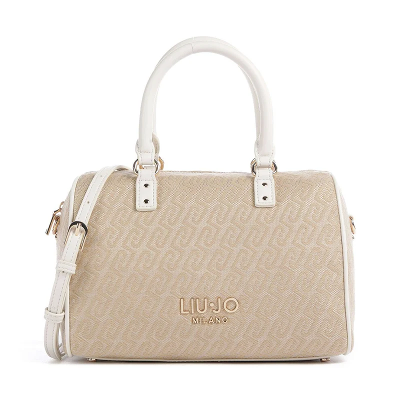 Bauletto Donna a Mano LIU JO in Tessuto Jacquard con Logo Monogram Bianco
