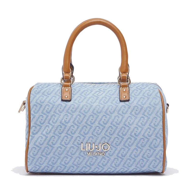 Bauletto Donna a Mano LIU JO in Tessuto Jacquard con Logo Monogram Dusty Blue