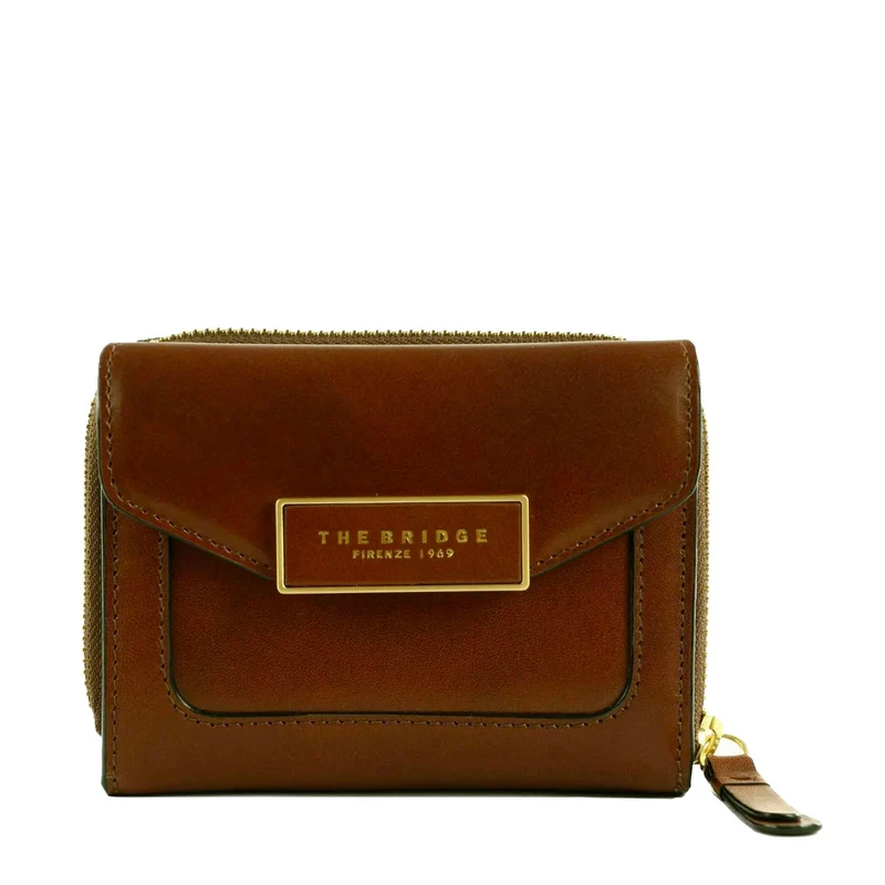 Portafoglio Donna con Bottone THE BRIDGE linea Ginevra in Pelle Marrone