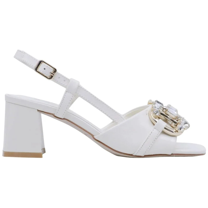 Sandalo con tacco Tosca Blu Ida in pelle latte con accessorio