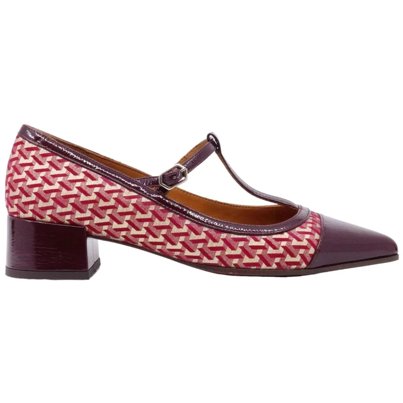 Scarpa decolleté Chie MIhara da donna realizzata in pelle viola e camoscio stampato fuscia