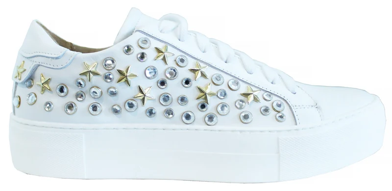 |ACS SNEAKER DONNA ACCESSORIATA CROWN PELLE BIANCA|
