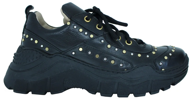 |ACS SNEAKER DONNA CROWN BORCHIATA PELLE NERA|